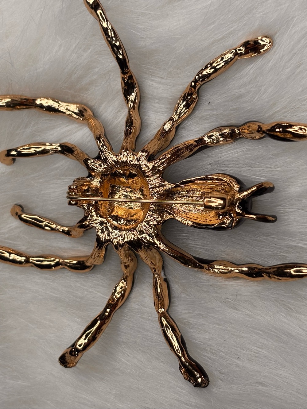 Large Black Spider Brooch – Blue Crystal & Iridescent Jeweled Statement Pin - Picture 3 of 4